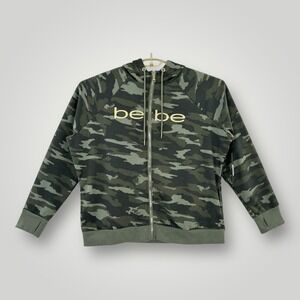 NEW $104 bebe Sport Womans 3X Olive Camo Hoodie Full Zip Sport Logo Jacket NWT